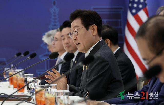 이재명 대통령이 29일 경북 경주박물관에서 열린 한미 정상회담에서 발언하고 있다. 2025.10.29 [대통령실통신사진기자단]