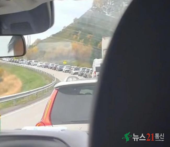 인구가 약 2만여명에 불과한 노르웨이 북부 로포텐 제도에 중국인 관광객이 대거 몰려 교통 체증이 발생한 모습. /극목신문