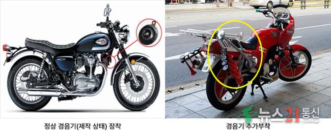 경음기를 추가 부착한 경우